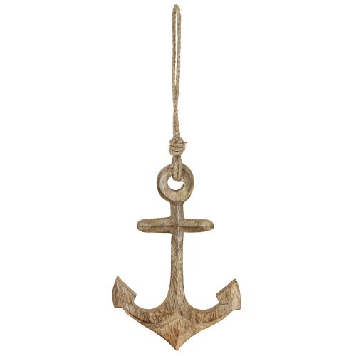 Article Ancre de décoration maritime en bois naturel à suspendre 19 cm
