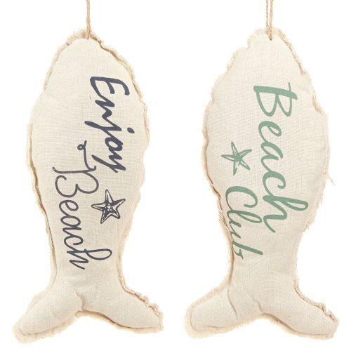 Floristik24 Poisson décoratif maritime à suspendre en tissu 34×14,5cm 2pcs