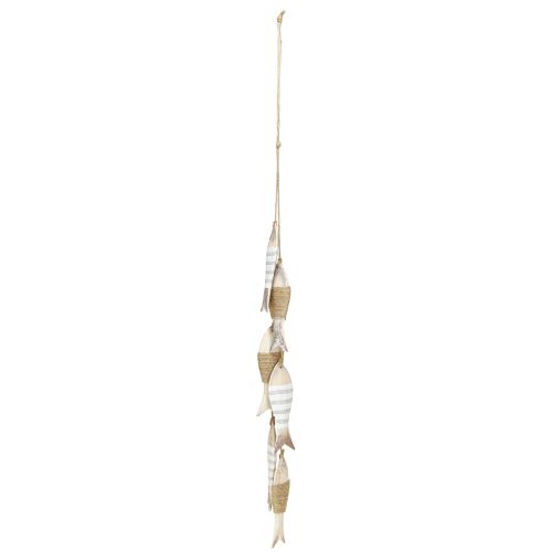 Article Suspension décorative maritime avec 6 poissons en bois à suspendre 88cm