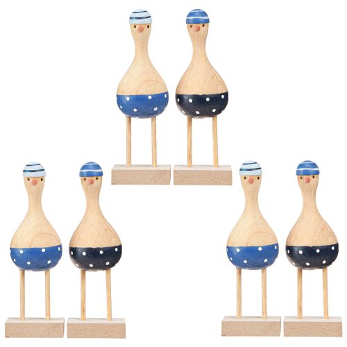 Article Mouettes décoratives maritimes en bois bleu bleu foncé H14cm 6 pcs