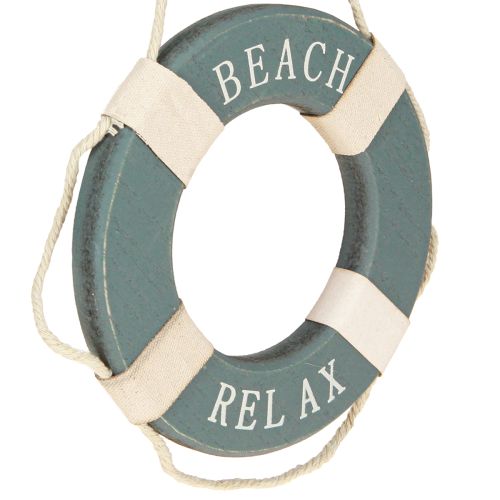 Article Bouée de sauvetage décorative en bois à suspendre Bleu maritime Ø13cm 2pcs