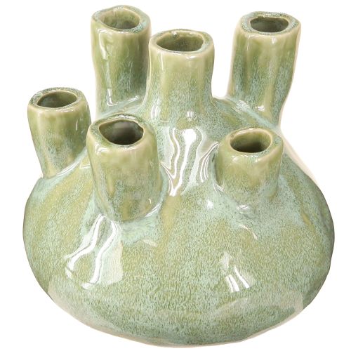 Floristik24 Vase Décoration Maritime Motif Corail Vert Clair Ø14.5cm H14cm