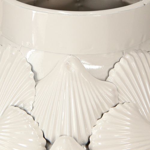 Article Vase Décoration Maritime Vase Métal Coquillages Gris Blanc Ø24cm H31.5cm