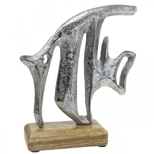 Article Décoration maritime, poisson déco métal, poisson déco argent H18cm