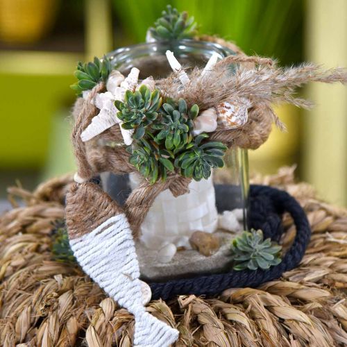 Floristik24 Guirlande décoration maritime jute 6 poissons avec étoile de mer 120cm