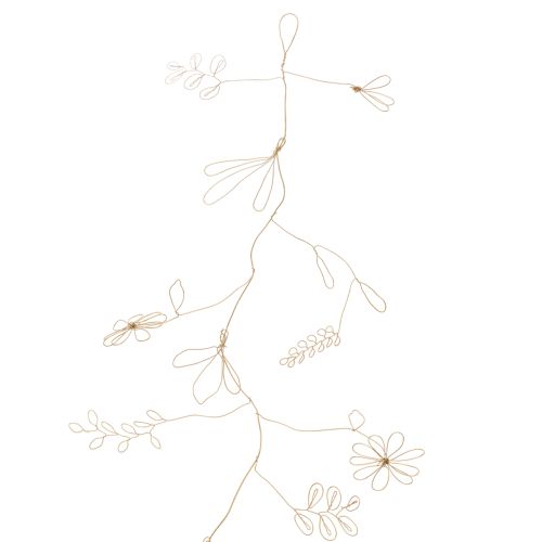 Article Guirlande décorative de fleurs en métal, fil de fer pour couronne de fleurs, décoration estivale, décoration murale, doré, 110 cm