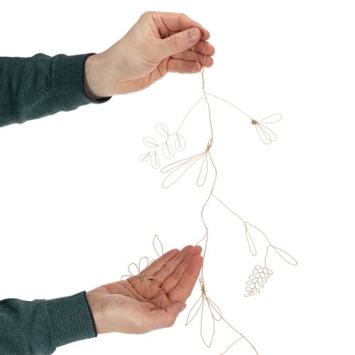 Article Guirlande décorative de fleurs en métal, fil de fer pour couronne de fleurs, décoration estivale, décoration murale, doré, 110 cm