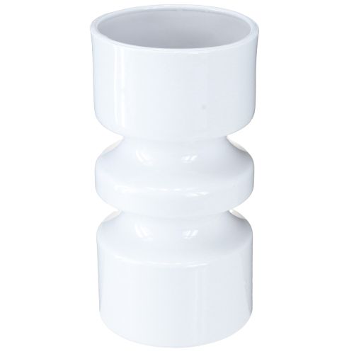 Vase à fleurs en métal émaillé blanc crème Ø9cm H17,5cm