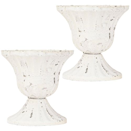 Article Coupelle décorative en métal petite Shabby Chic Blanc Ø8.5cm H8cm 2pcs