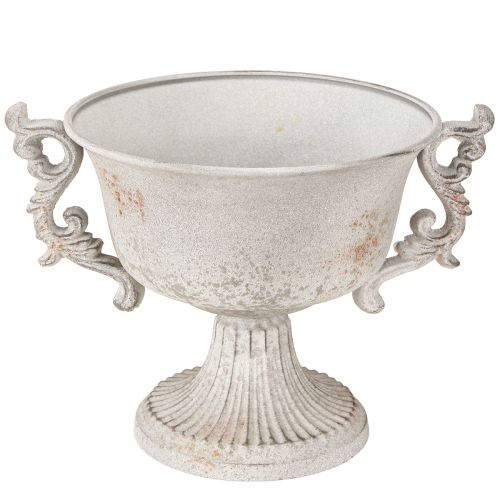 Article Coupe déco métal avec poignées vintage gris rouille H18,5cm