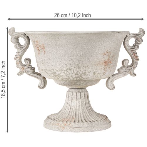 Article Coupe déco métal avec poignées vintage gris rouille H18,5cm