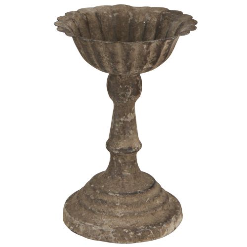 Article Bol décoratif en métal sur pied gobelet gris vieilli marron Ø12cm H18cm