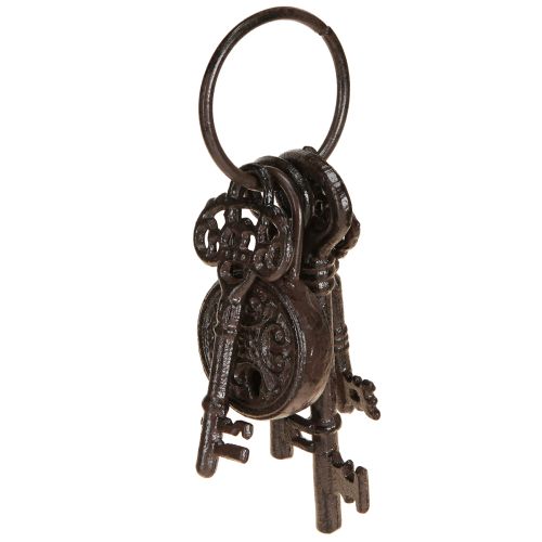 Floristik24 Porte-clés décoratif en métal avec serrure Marron H22cm