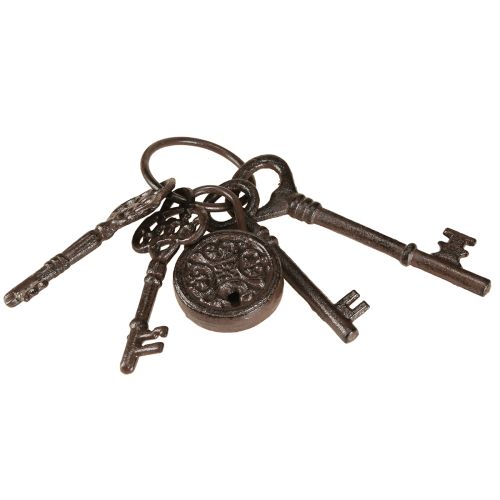 Article Porte-clés décoratif en métal avec serrure Marron H22cm