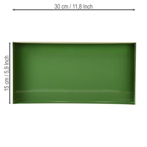 Article Plateau décoratif en métal rectangulaire vert 30×15cm