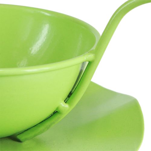 Article Tasse décorative en métal avec soucoupe vert clair H8cm Ø11,5cm 2pcs