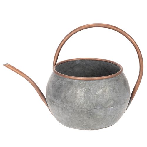 Arrosoir décoratif en métal, style champêtre vintage, décoration de jardin, pour les plantations, cuivre argenté, L 41 cm Ø 26 cm H 30 cm | Floristik24.be
