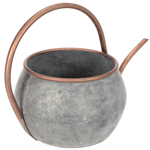 Arrosoir décoratif en métal, style champêtre vintage, décoration de jardin, pour les plantations, cuivre argenté, L 41 cm Ø 26 cm H 30 cm | Floristik24.be