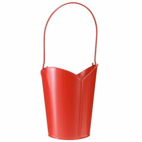 Article Cache-pot en métal décoration cœur avec anse rouge Ø12cm H15/9cm