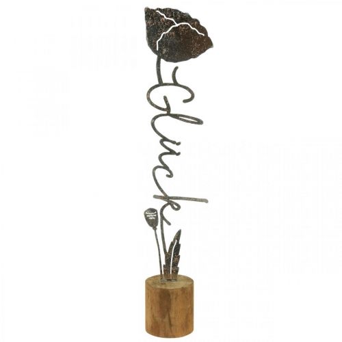 Floristik24 Support métal fleur déco en bois lettrage &quot;Happiness&quot; H40cm