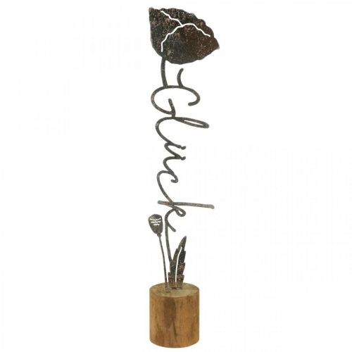 Floristik24 Support métal fleur déco en bois lettrage "Happiness" H40cm