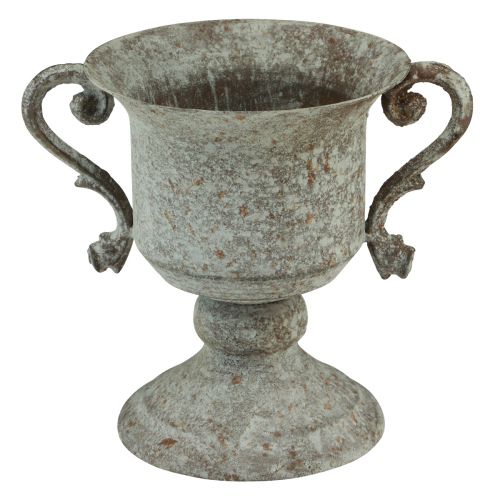 Floristik24 Coupe déco métal avec anse Marron Blanc Ø13,5cm H19,5cm