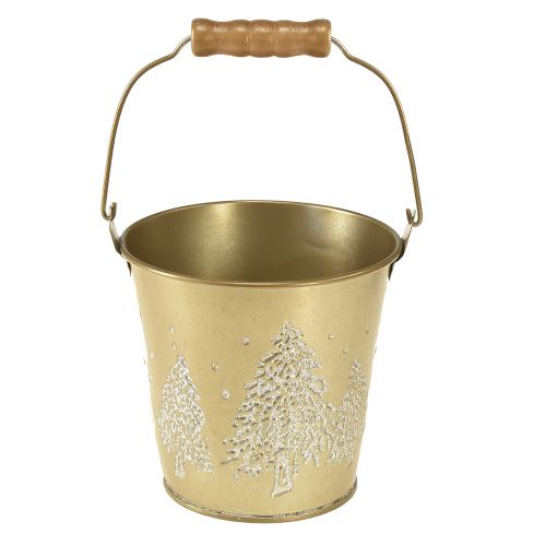 Article Pot en métal pour sapin de Noël doré Ø12cm H11,5cm