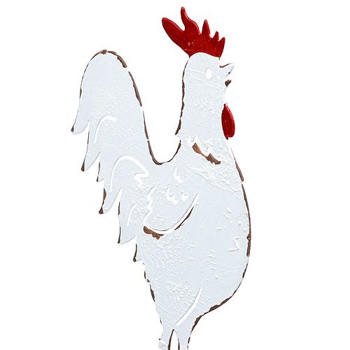 Floristik24 Poulet en métal sur un bâton blanc 16cm 6pcs