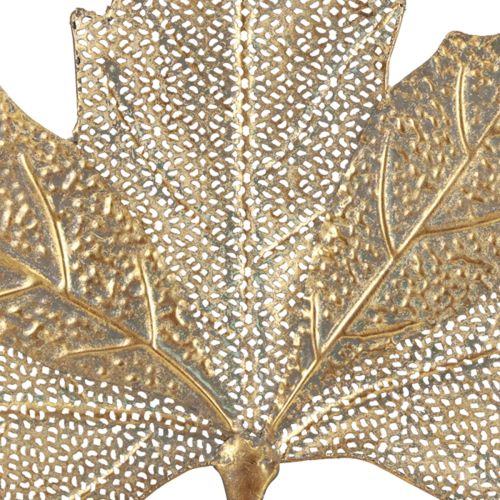 Article Bougeoir en feuille d&#39;érable de décoration murale en métal doré antique 42 cm × 39 cm