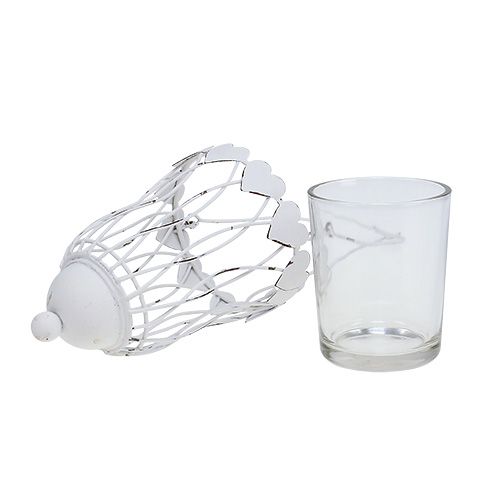 Floristik24 Lanterne en métal Ø7.5cm H12cm blanc