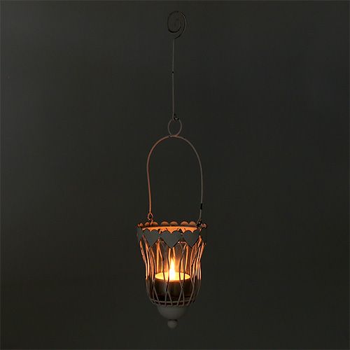 Floristik24 Lanterne en métal Ø7.5cm H12cm blanc