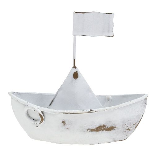 Floristik24 Bateau en métal blanc 11cm x 10cm 1p