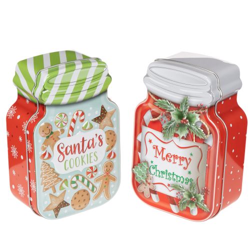 Boîte à biscuits en métal décorée d'un motif de Noël, 15 cm, lot de 2. acheter | Floristik24.be