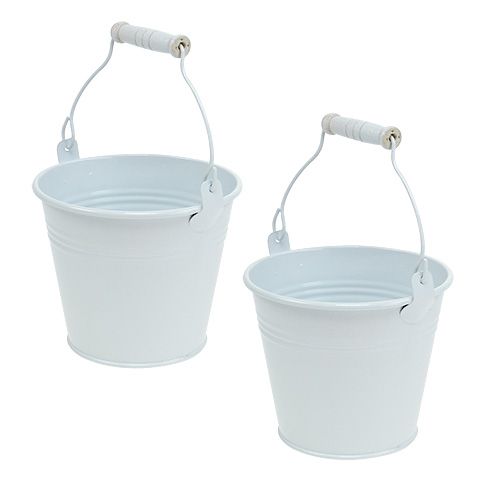 Seau métal blanc Ø10cm H8cm 10p | Floristik24.be