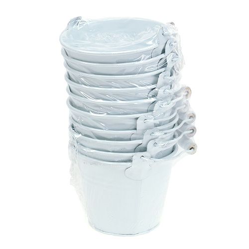 Seau métal blanc Ø10cm H8cm 10p | Floristik24.be