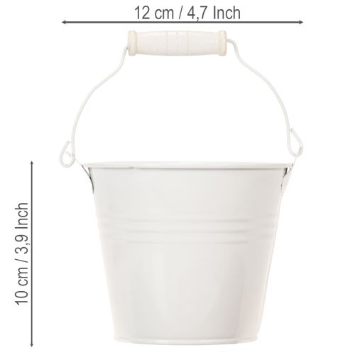 Article Seaux en métal blanc, Ø12 cm, H10 cm, lot de 8