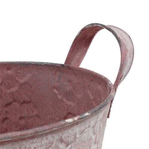 Floristik24 Seau en tôle avec fleurs rose Ø 15,5 cm H. 15 cm