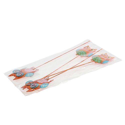 Floristik24 Chouette en métal sur fil de fer 7 cm diff. coul. 4 p.