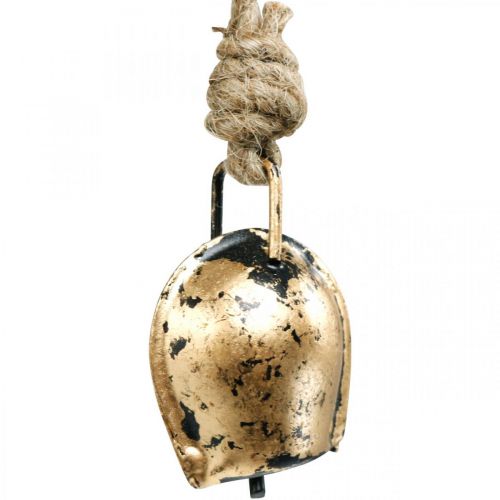 Floristik24 Cloches en métal à suspendre, décoration maison de campagne, cloches de vache dorées, aspect antique 5 × 3,5 cm 12 pièces