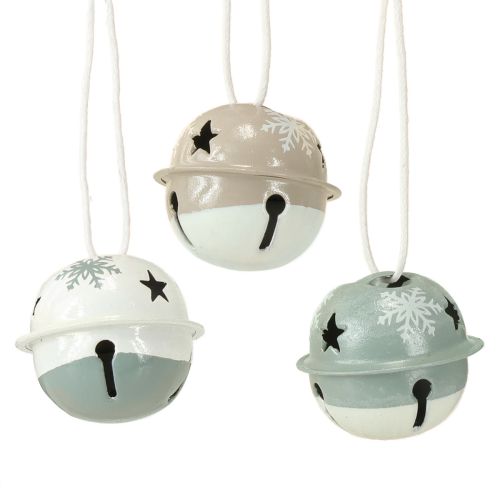 Cloches de Noël en métal Menthe Beige Ø3cm 16pcs
