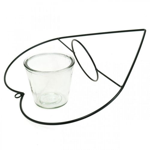 Article Lanterne coeur métal 28cm photophore pour verre suspendu 9cm