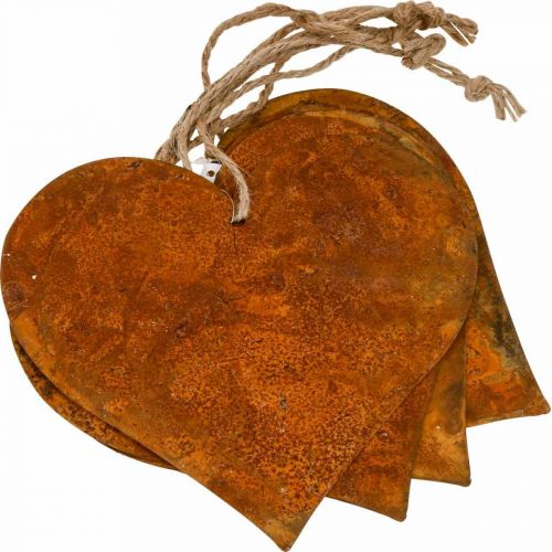 Article Coeurs en métal, pendentifs décoratifs, décoration rouille 19×20 cm 4 pcs