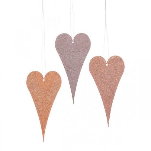 Article Décoration fenêtre à suspendre coeurs métal, coeurs décoratifs à suspendre orange/violet H10cm 6 pcs