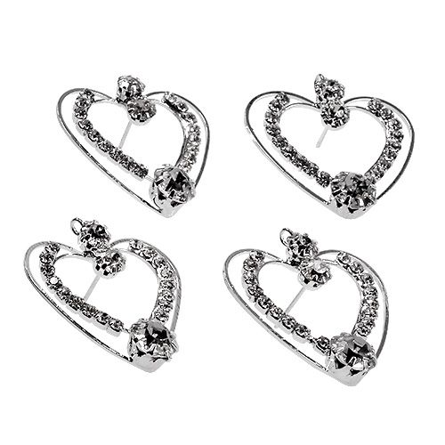 Floristik24 Cœurs métalliques en argent 3cm 6P