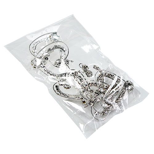 Floristik24 Cœurs métalliques en argent 3cm 6P