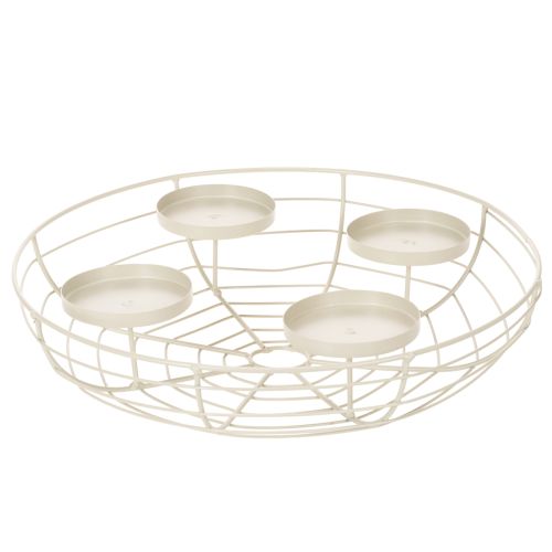 Porte-bougie rond en forme de couronne de l'Avent pour quatre bougies chauffe-plat ou bougies classiques, 35 cm