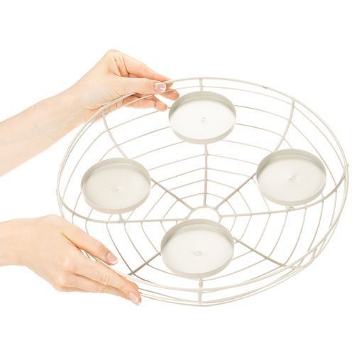 Porte-bougie rond en forme de couronne de l'Avent pour quatre bougies chauffe-plat ou bougies classiques, 35 cm | Floristik24.be