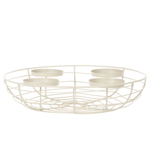 Porte-bougie rond en forme de couronne de l'Avent pour quatre bougies chauffe-plat ou bougies classiques, 35 cm | Floristik24.be