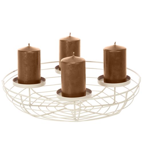 Porte-bougie rond en forme de couronne de l'Avent pour quatre bougies chauffe-plat ou bougies classiques, 35 cm | Floristik24.be
