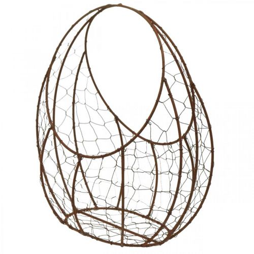 Floristik24 Corbeille en fil, jardinière en métal, décoration printanière, panier de Pâques marron, patiné H34cm L30cm